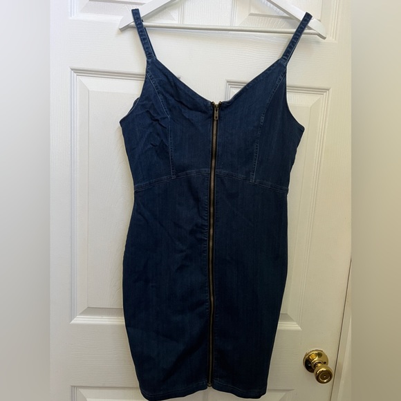 Jean Zip Up Bodycon Dress - Picture 3 of 3